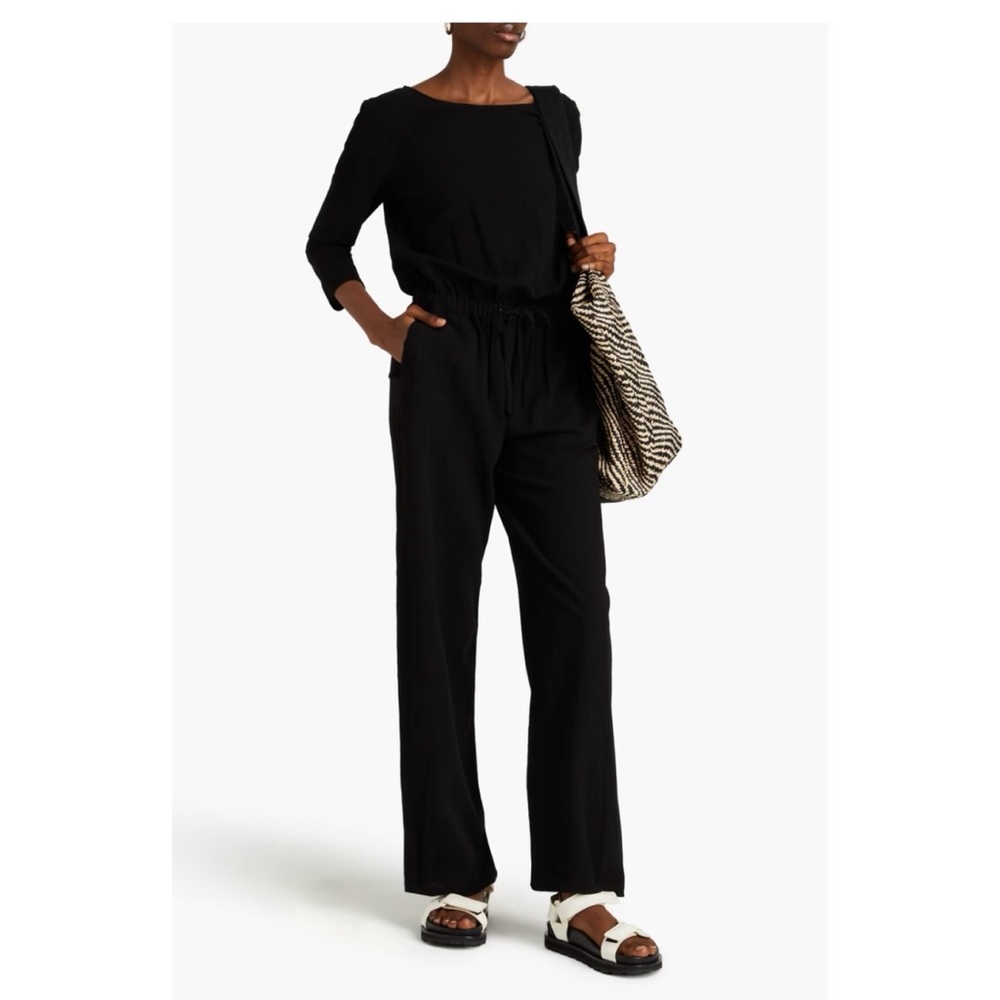 James Perse black long sleeve crepe jumpsuit size 3